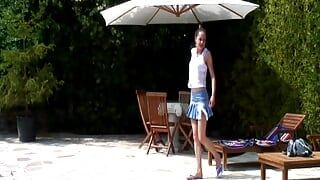 A super slim chick from France getting screwed by two thick cocks