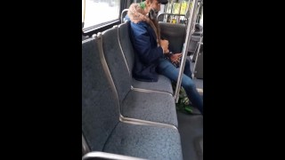 Jerking off in public on city bus with cumshot